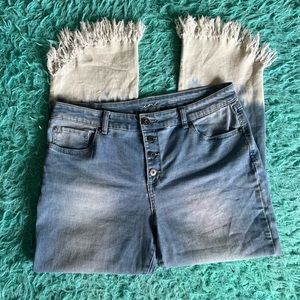 INC Women’s Straight Leg Regular Fit Fringe Jeans